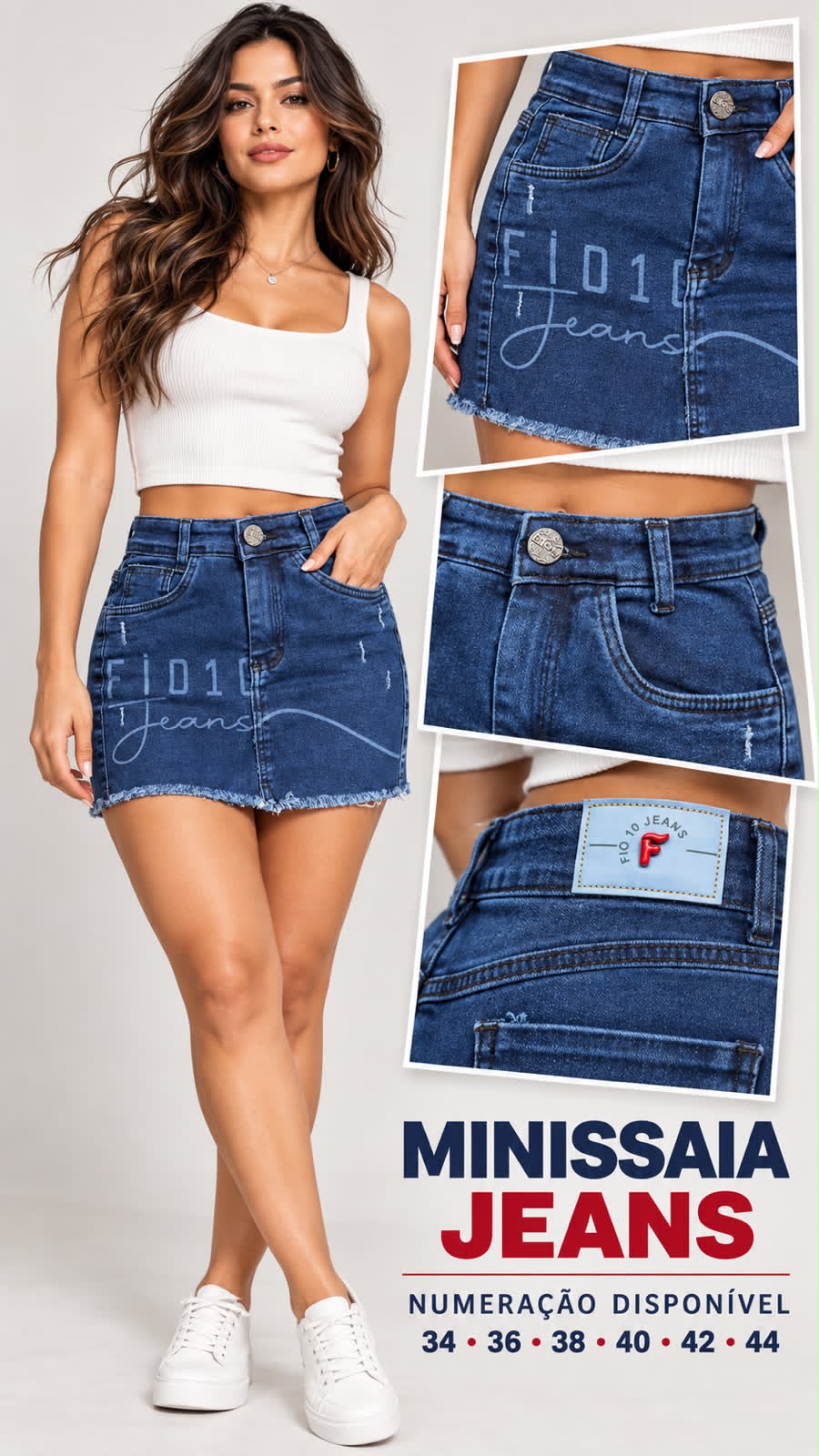 Minissaia Jeans Feminina Azul Escuro Fio10